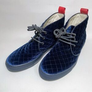 Del Toro Navy Velvet Chukka Boots